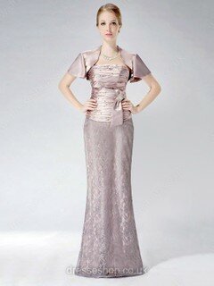 Strapless Lace Satin Beading Lace-up Sheath/Column Mother of the Bride Dresses #01021466