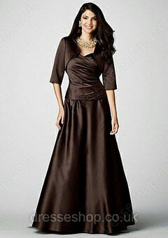 A-line Chocolate Taffeta with Wrap Pleats Sweetheart Mother of the Bride Dress #01021494