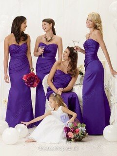 Wholesale Sweetheart Lilac Satin Pleats Sheath/Column Bridesmaid Dresses #01012235
