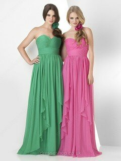 Amazing Sweetheart Chiffon Ruffles Sheath/Column Pink Bridesmaid Dress #01012265