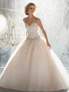 Ball Gown Sweetheart Organza Court Train Beading Wedding Dresses #00021034