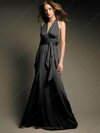 Sheath/Column Halter Elastic Woven Satin Floor-length Sleeveless Pleats Evening Dresses #02022590