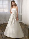 Princess Strapless Elastic Woven Satin Court Train Crystal Brooch Wedding Dresses #00021098