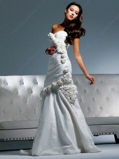 A-line Sweetheart Taffeta Detachable Flower(s) Wedding Dresses #00021143