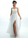 A-line Straps Chiffon Floor-length Sleeveless Beading Prom Dresses #02011753
