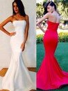 Strapless Ruffles Silk-like Satin Trumpet/Mermaid White Prom Dress #02016264