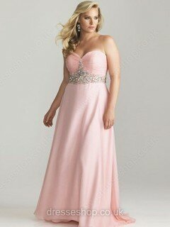 A-line Pink Chiffon with Crystal Detailing Sweetheart Affordable Prom Dress #02016273