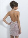 Latest Sheath/Column Halter Tulle Beading Backless Short Prom Dress #02016376