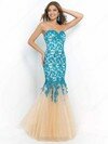 Trumpet/Mermaid Sweetheart Lace Tulle Floor-length Ruffles Prom Dresses #02016738