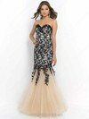 Trumpet/Mermaid Sweetheart Lace Tulle Floor-length Ruffles Prom Dresses #02016738