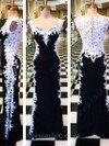 Sheath/Column Sweetheart Chiffon Floor-length Appliques Lace Prom Dresses #02016792