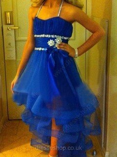 A-line Sweetheart Tulle Asymmetrical Beading Prom Dresses #02016796