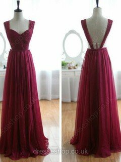 A-line V-neck Chiffon Floor-length Ruffles Prom Dresses #02016953