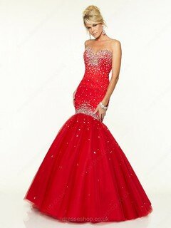 Sweetheart Tulle Lace-up Crystal Detailing Trumpet/Mermaid Prom Dress #02016959