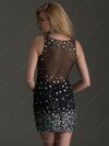 Black Sparkly Sheath/Column Tulle Crystal Detailing Short/Mini Prom Dress #02016990