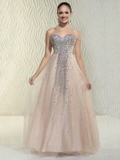 Princess Champagne Tulle with Crystal Detailing Sweetheart For Less Prom Dress #02017127