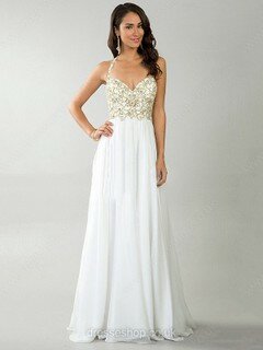 Halter Ivory Chiffon Beading Backless A-line Prom Dress #02017277