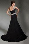 One Shoulder Chiffon with Gorgeous Crystal Detailing Trumpet/Mermaid Black Prom Dress #02017281