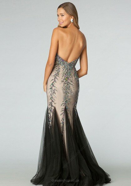 Multi Colours Satin Tulle Trumpet/Mermaid Crystal Detailing Sweep Train Gorgeous Prom Dress #02017293