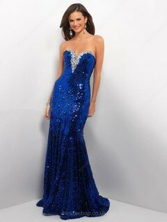 Trumpet/Mermaid Sweetheart Sequined Sweep Train Beading Prom Dresses #02017297