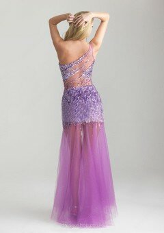 Trumpet/Mermaid One Shoulder Tulle Floor-length Beading Prom Dresses #02017299