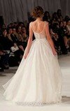 A-line Scoop Neck Organza Tulle Beading Split Front Ivory Prom Dress #02017436