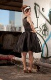 A-line Scoop Neck Satin Knee-length Ruffles Bridesmaid Dresses #02018097