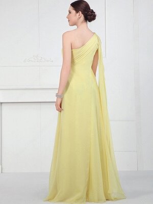 A-line One Shoulder Chiffon Floor-length Sleeveless Beading Evening Dresses #02022700