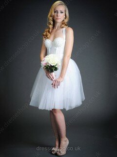 A-line Halter Tulle Elastic Woven Satin Knee-length Bow Prom Dresses #02018024