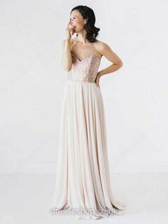 A-line Sweetheart Chiffon Floor-length Bow Prom Dresses #02018042