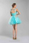 A-line Scoop Neck Tulle Short/Mini Beading Prom Dresses #02018064