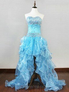 Princess Sweetheart Organza Asymmetrical Beading Prom Dresses #02017615