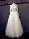 Princess Scoop Neck Tulle Floor-length Appliques Lace Wedding Dresses #00021203