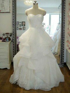 Princess Sweetheart Organza Floor-length Flower(s) Wedding Dresses #00021242