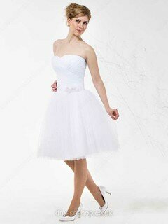 Ball Gown Sweetheart Tulle Knee-length Ruffles Wedding Dresses #00021267