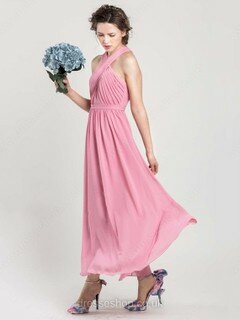 A-line Halter Chiffon Ankle-length Sleeveless Bridesmaid Dresses #01012402