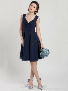 A-line V-neck Chiffon Short/Mini Sleeveless Bridesmaid Dresses #01012403