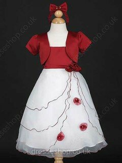 Ball Gown Scoop Neck Satin Tulle Floor-length Sashes / Ribbons Flower Girl Dresses #01031838