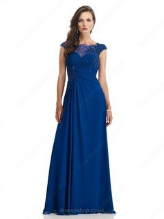 A-line Scoop Neck Floor-length Chiffon Appliques Lace Evening Dresses #02018411