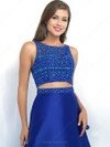 Royal Blue Sheath/Column Elastic Woven Satin Tulle Beading Affordable Scoop Neck Prom Dresses #020100072