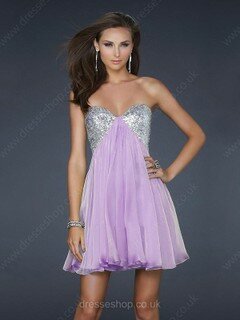 Short/Mini Lilac Chiffon with Ruffles Wholesale Empire Prom Dress #02041952