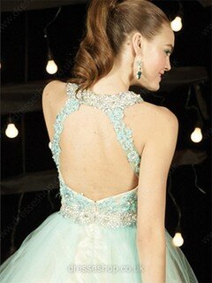 Amazing Scoop Neck Tulle Crystal Detailing Open Back Short/Mini Prom Dress #DS020100862