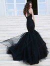 Gorgeous Trumpet/Mermaid Scoop Neck Tulle Beading Dark Navy Prom Dress #DS020100881