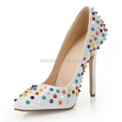 Women's White Patent Leather Closed Toe/Pumps #DS03030254