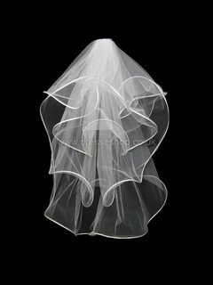 Four-tier White Fingertip Bridal Veils with Bone Binding #DS03010145