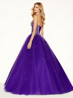 Princess Sweetheart Tulle Beading Lace-up Modest Prom Dresses #DS020100943