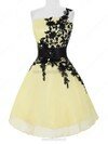 Discount One Shoulder Lace Tulle Sashes/Ribbons Backless Short/Mini Prom Dress #02042082