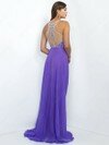 Sweep Train Scoop Neck Chiffon Crystal Detailing Lilac Fashion Prom Dresses #DS020100902