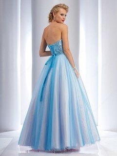 Beautiful Sweetheart Tulle Elastic Woven Satin with Crystal Detailing Blue Prom Dresses #DS020100970