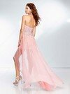 High Low Sweetheart Pink Chiffon Beading Asymmetrical Prom Dress #02042213